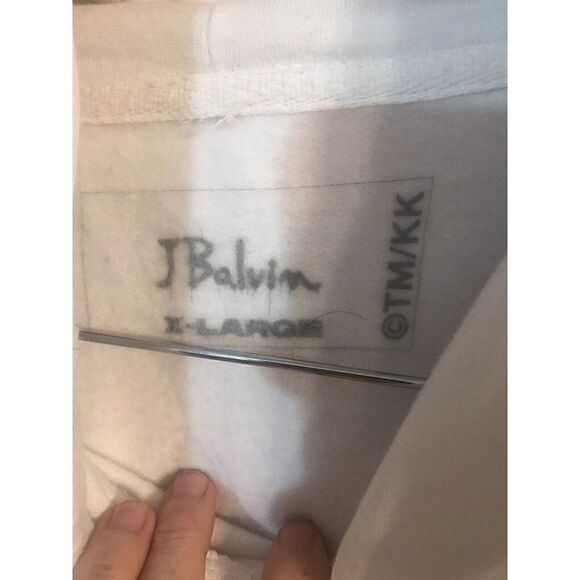 J Balvin Takashi Murakami Collab Mens White XL Logo Hoodie Reggaeton Streetwear - Picture 4 of 8